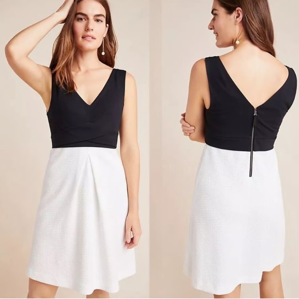 Anthropologie HD In Paris Ardmore Dress Black and White size 2 petite.